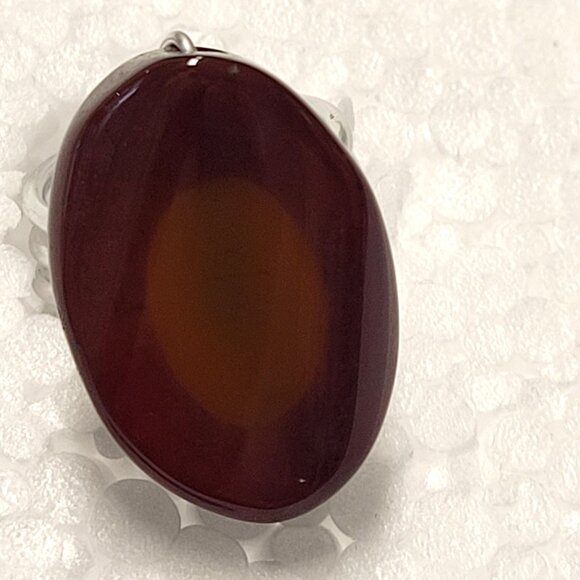 Amber Brown Agate Ring Adjustable Band Handmade Semi Precious Ring - Picture 3 of 12
